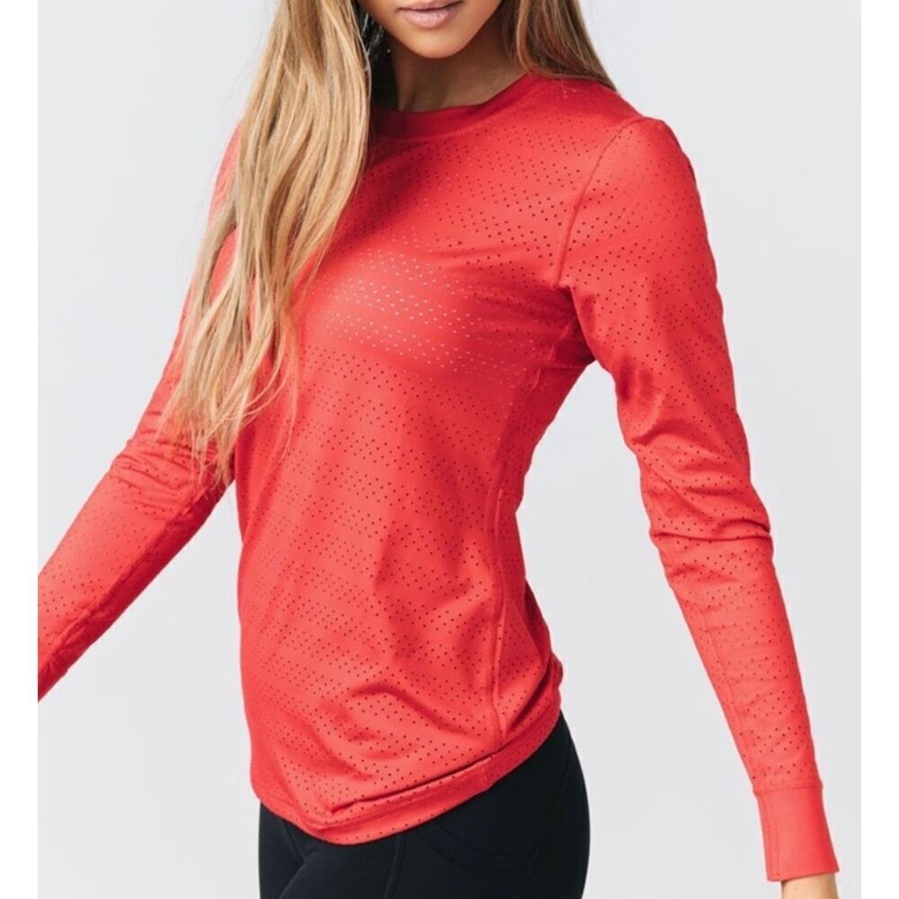 Zyia Active Red Chill Long Sleeve Tee Shirt Size Small